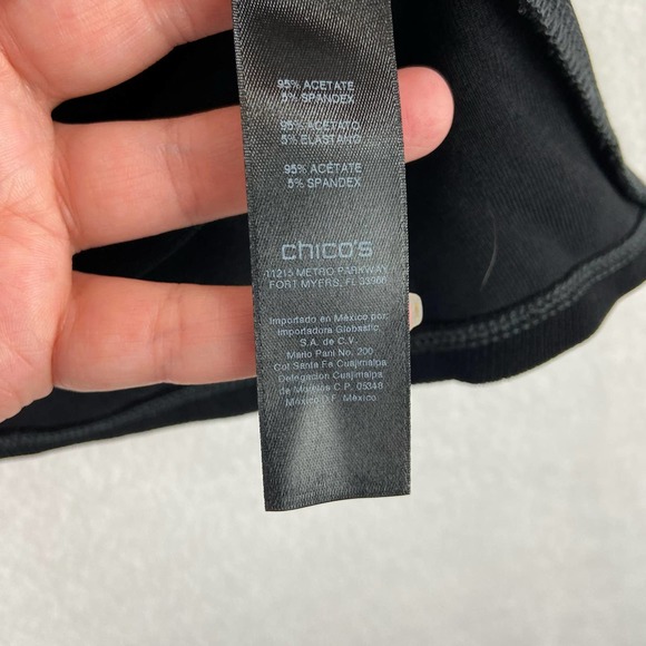 Chicos Travelers Sz 2 Large Black Cardigan Button Back Open Front 3/4 Sleeve - Picture 5 of 8